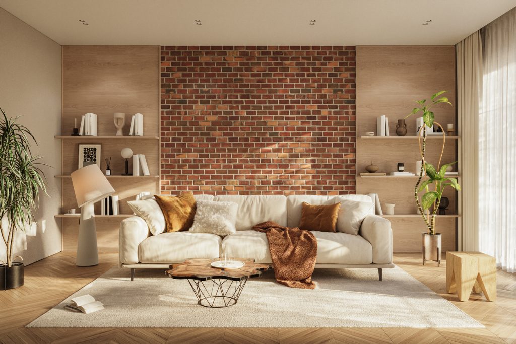 lícové tehly moderný interiér lícové tehly v obývačke