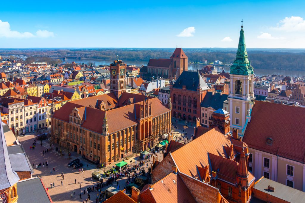 Toruň tehlová architektúra Toruň stredoveké poľské mesto