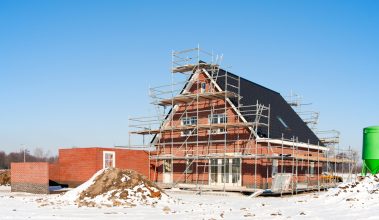 brick house in winter