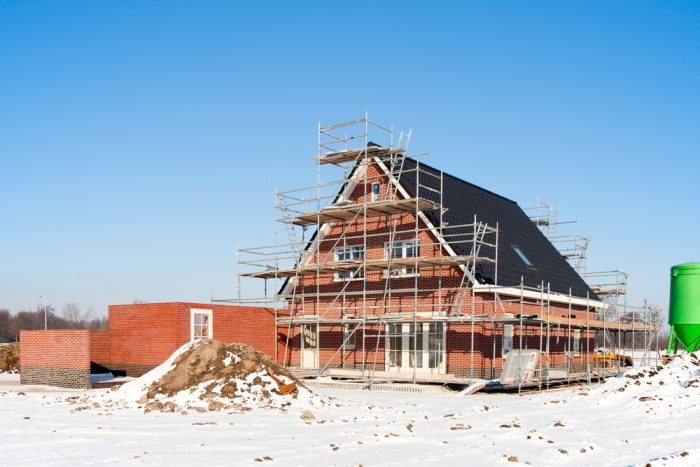 brick house in winter