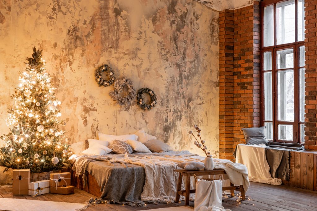 dekoracie vianocne tehlova stena