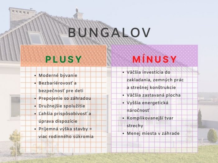 Projekt domu bungalov výhody a nevýhody