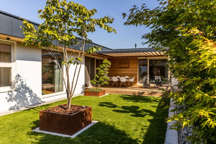 Projekt moderný rodinný dom s japonskou záhradou